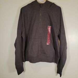 Member's Mark Women's Heather Charcoal Gray Raglan Slv Ribbed Half Zip Hoodie XL